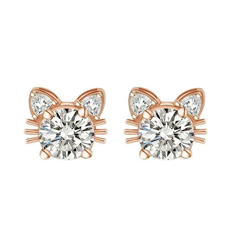Mira Moissanite Cat Stud Earrings 0