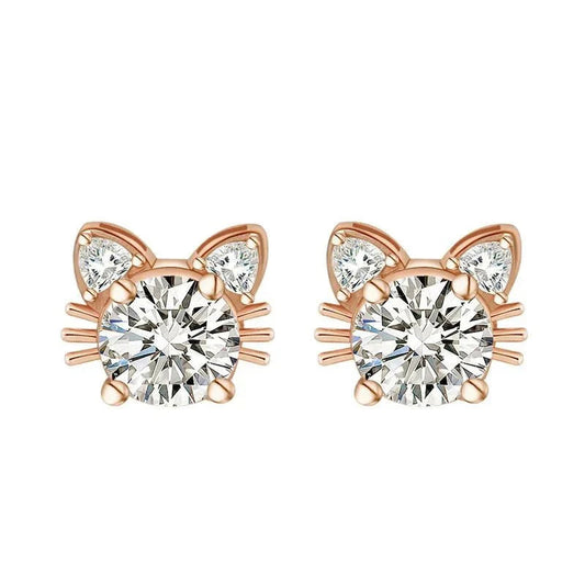 Mira Moissanite Cat Stud Earrings 0
