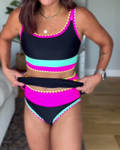 Mira Three-Piece Color Block Swimsuit 1