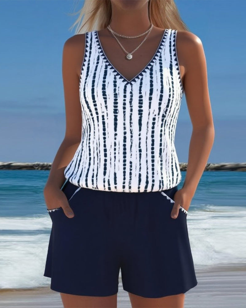 Mira V-Neck Swimsuit Set 0