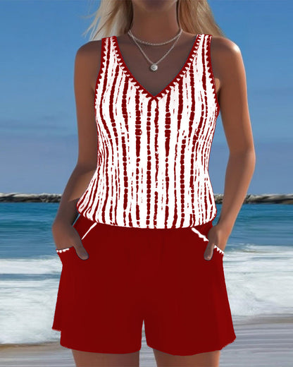 Mira V-Neck Swimsuit Set 1