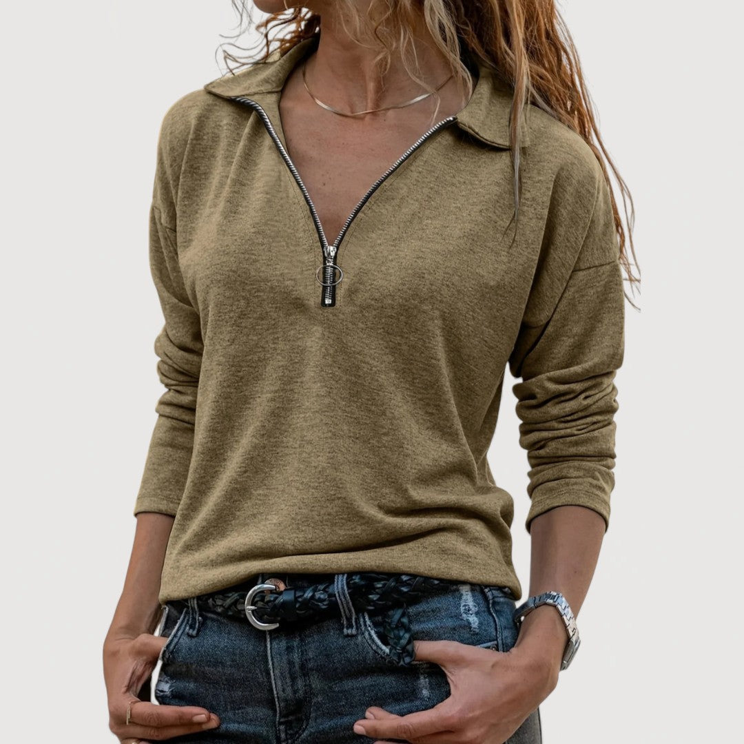 Mira Zip Collar Blouse 1