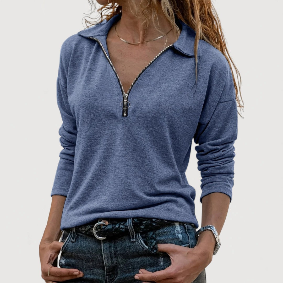 Mira Zip Collar Blouse 2
