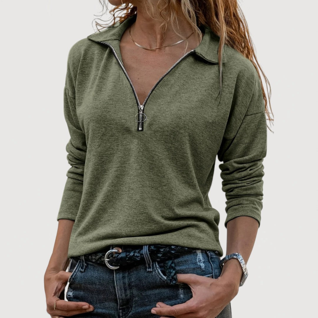 Mira Zip Collar Blouse 3