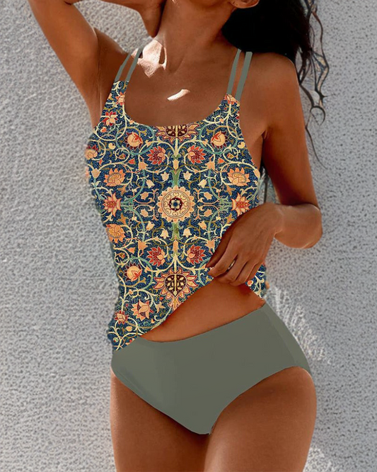 Mireille Vintage Floral Tankini Set 0