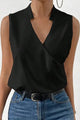 Women's Sleeveless V-Neck Blouse — Floral Wrap-Front Lightweight Summer Top