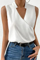 Women's Sleeveless V-Neck Blouse — Floral Wrap-Front Lightweight Summer Top