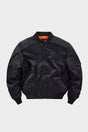 Men's bomber jacket with stand collar, zip front, ribbed trims and sleeve utility pocket