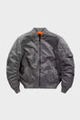Men's bomber jacket with stand collar, zip front, ribbed trims and sleeve utility pocket
