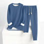 Long-sleeve crew neck sweatshirt and matching drawstring joggers with cuffed hems