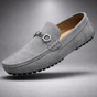 Men's solid loafers with moc toe, metal bit detail and lug sole