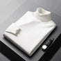 Men's plain turtleneck sweater with ribbed collar and cuffs