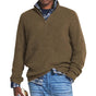 Men's ribbed quarter-zip mock neck sweater with long sleeves