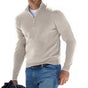 Men's long-sleeve half-zip mock neck sweater with ribbed trims
