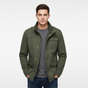 Men's high-neck utility jacket with multiple flap pockets and long sleeves