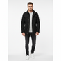 Men's high-neck utility jacket with multiple flap pockets and long sleeves