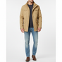 Men's high-neck utility jacket with multiple flap pockets and long sleeves