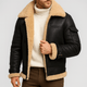 Men's jacket with contrasting shearling collar and zip front