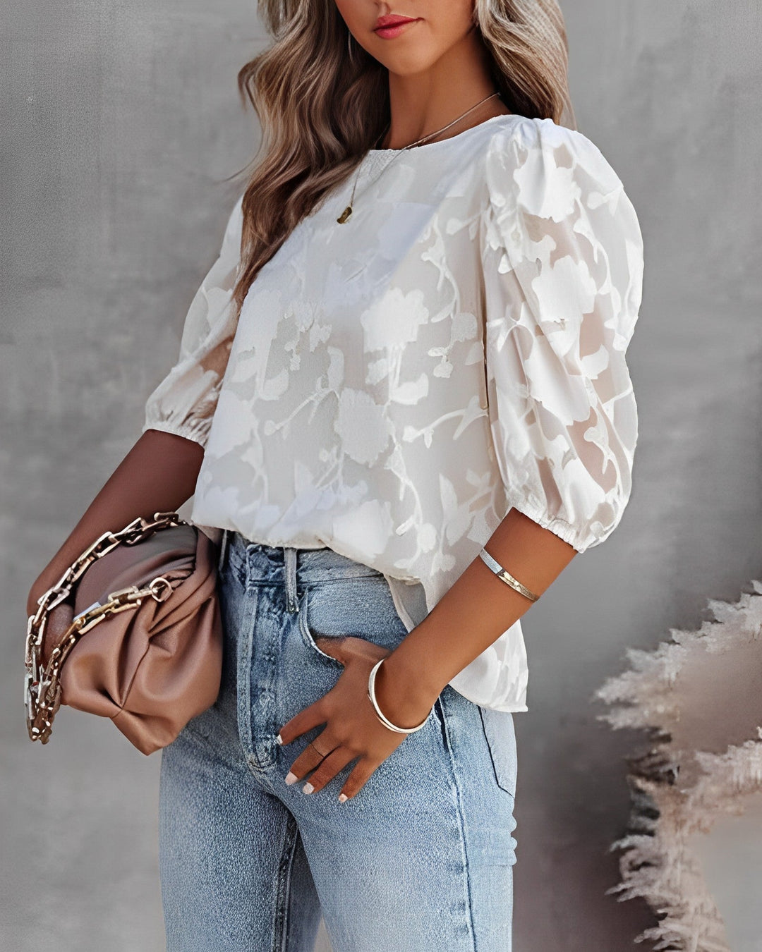 Women's Floral Blouse — Puff-Sleeve Lightweight Versatile Summer Blouse