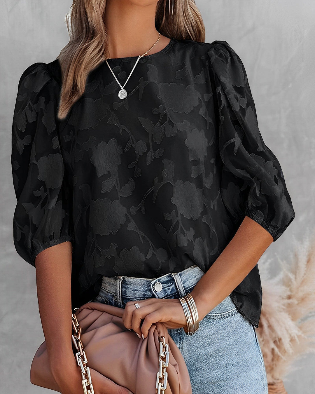 Women's Floral Blouse — Puff-Sleeve Lightweight Versatile Summer Blouse