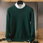 Men's plain crew neck sweater with long sleeves and ribbed trims