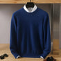 Men's plain crew neck sweater with long sleeves and ribbed trims
