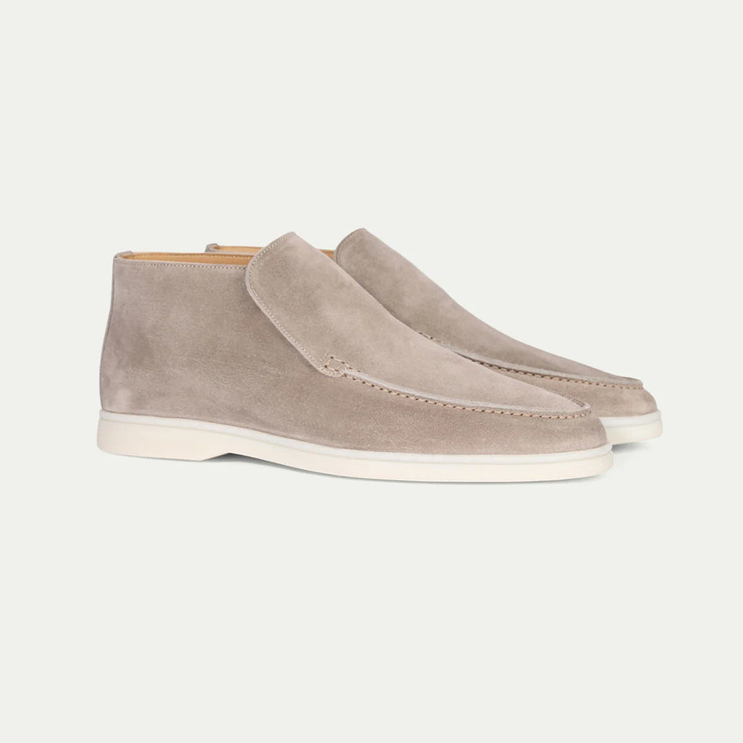 Men's slip-on moccasin loafers with stitched toe detail