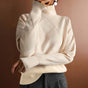 Women's geometric turtleneck sweater with long sleeves and ribbed trims