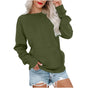 Women's long-sleeve crewneck sweatshirt with front pouch pocket