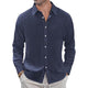 Men's slim fit long sleeve textured shirt with pointed collar