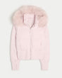 Women's quilted hooded puffer jacket with zip front and ribbed trims