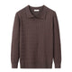 Men's textured polo sweater with long sleeves and ribbed trims