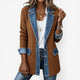 Women's knit jacket with denim trim and button front