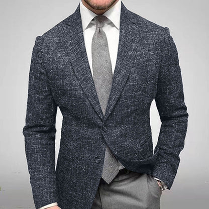 Men's notch lapel plaid blazer with single-button front and tailored fit