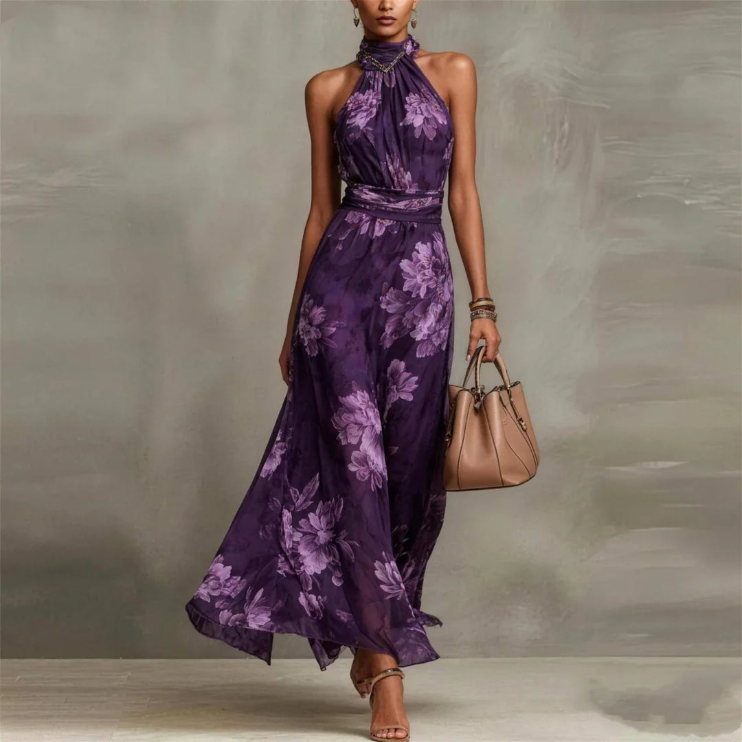 Women's Floral Sleeveless Maxi Dress — Lightweight Chiffon Print Summer Dress