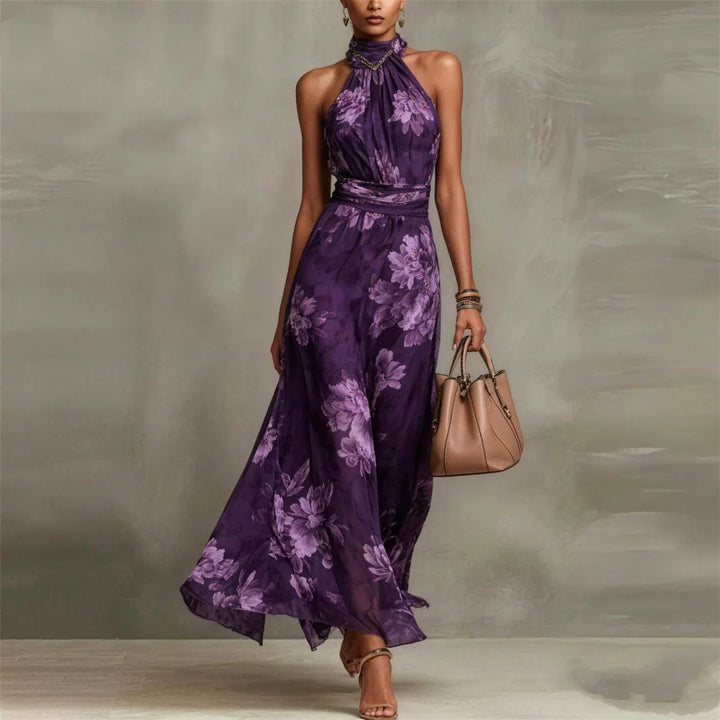 Women's Floral Sleeveless Maxi Dress — Lightweight Chiffon Print Summer Dress