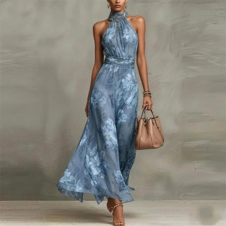Women's Floral Sleeveless Maxi Dress — Lightweight Chiffon Print Summer Dress