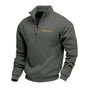 Men's quarter-zip sweater with mock neck and long sleeves