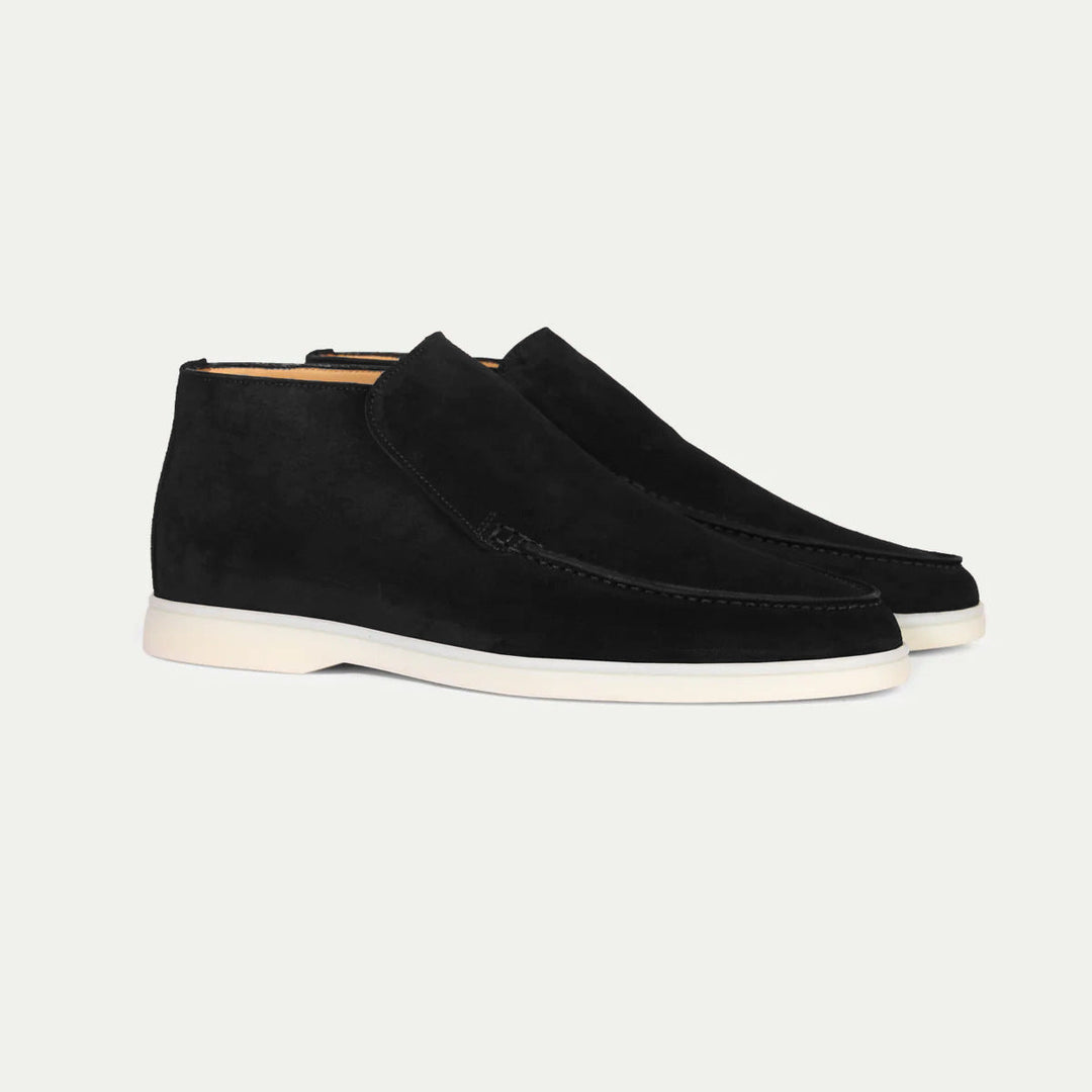 Men's slip-on moccasin loafers with stitched toe detail
