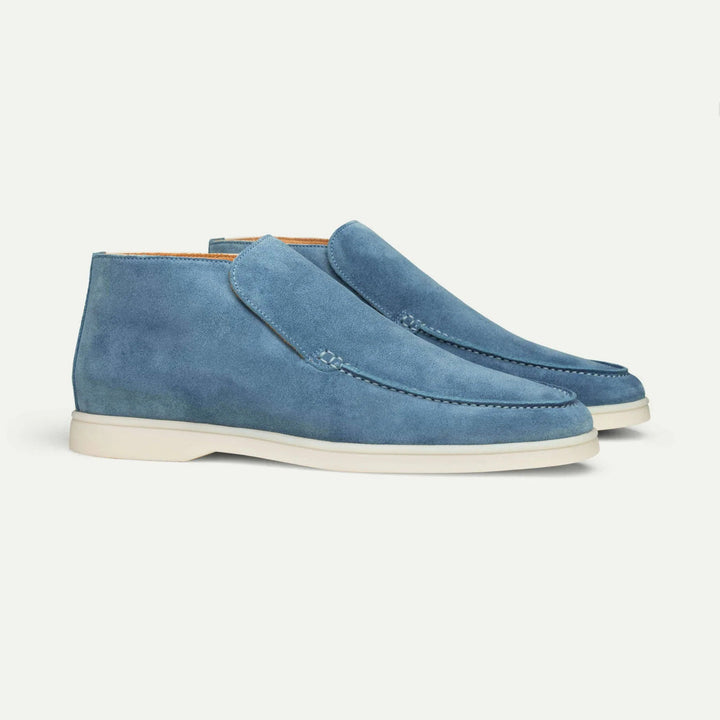 Men's slip-on moccasin loafers with stitched toe detail