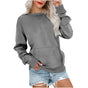 Women's long-sleeve crewneck sweatshirt with front pouch pocket