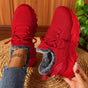 Women's fleece-lined lace-up sneakers with chunky lugged soles