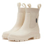 VALERIE waterproof ankle boots with chunky lug sole and ribbed collar, pull handles
