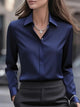 Women's Silk Blouse — Classic Collar Button-Front Office Top