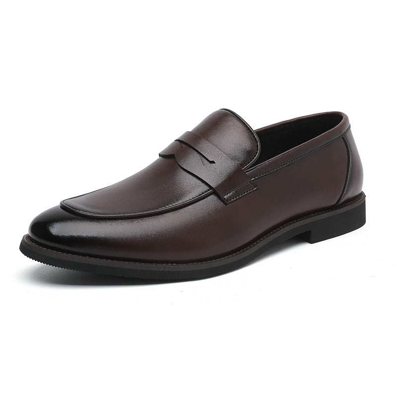 Men's penny loafers with stitched apron toe