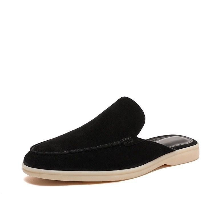 Moc toe slip-on loafers with stitched trim and low flat soles