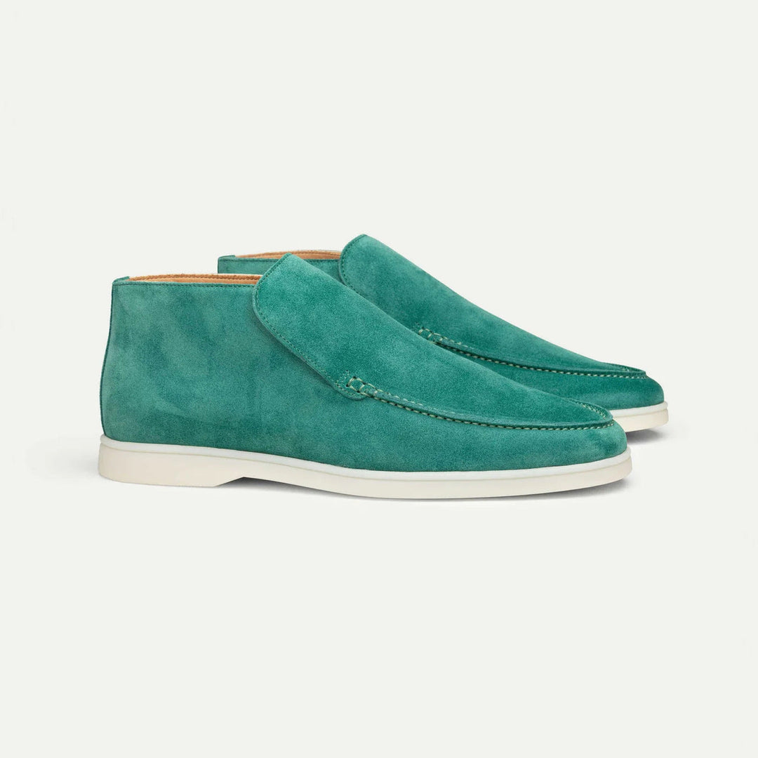 Men's slip-on moccasin loafers with stitched toe detail