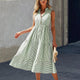 Women's Long-Sleeve Striped Dress — Button-Front Elastic-Waist Ruffle Swing Summer Dress