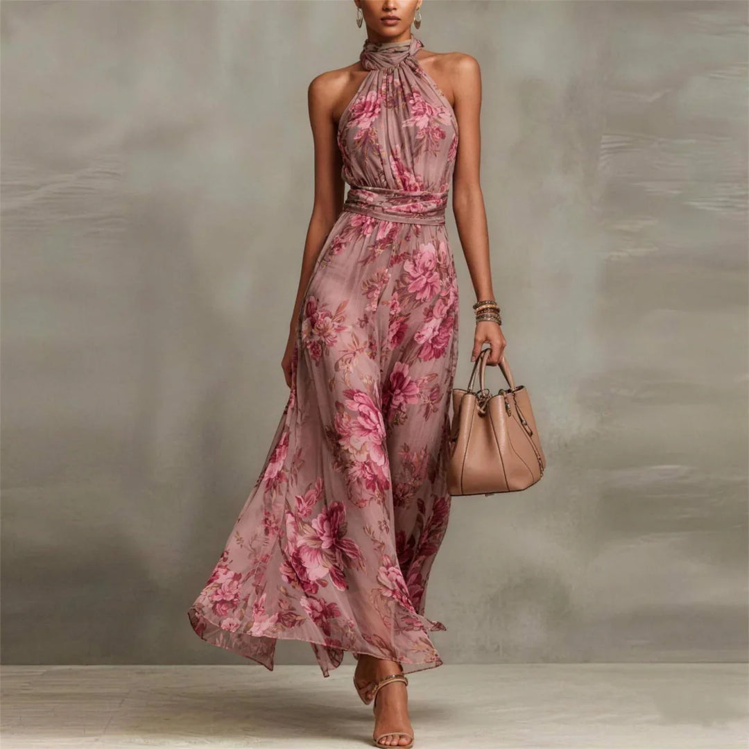 Women's Floral Sleeveless Maxi Dress — Lightweight Chiffon Print Summer Dress