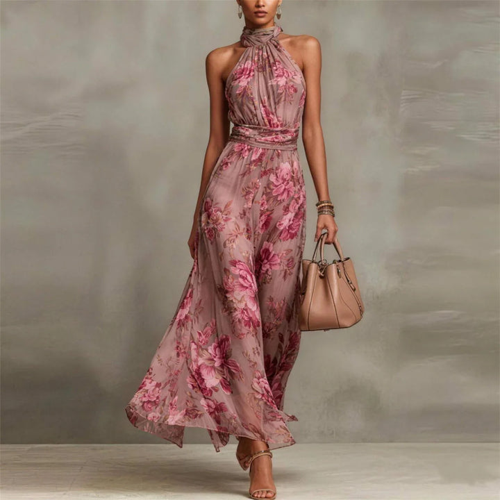 Women's Floral Sleeveless Maxi Dress — Lightweight Chiffon Print Summer Dress